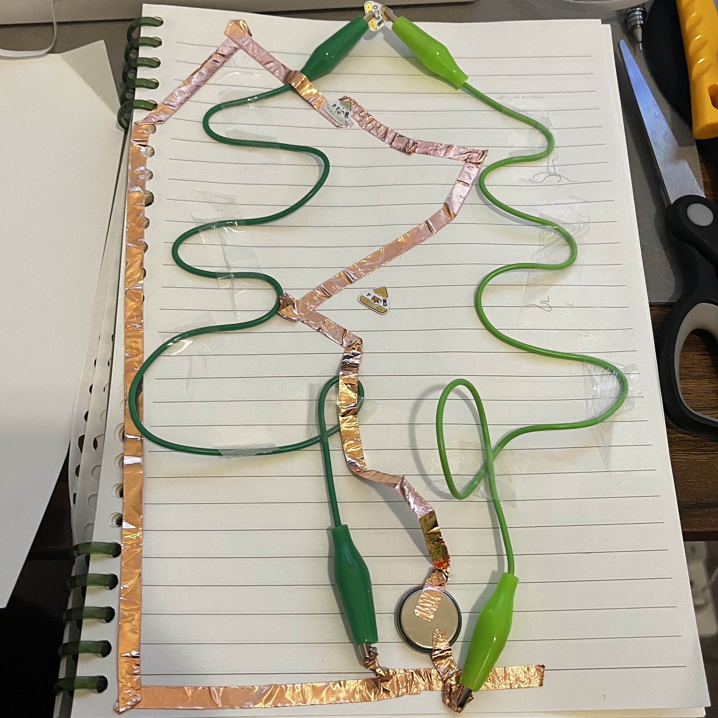 I added more LED as to be the ornament on the tree. The circuit is a bit of ugly, I have no idea how to make my circuit more of a 'clean' circuit, so I just leave it like this