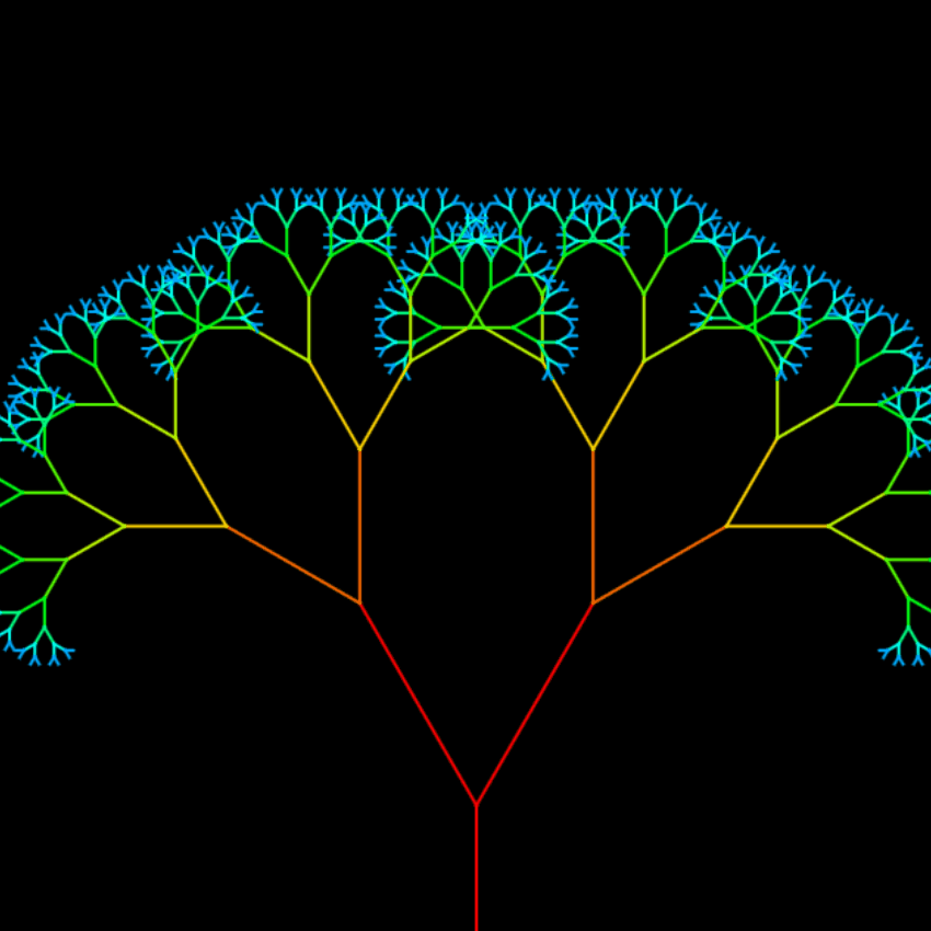 Testing the Recursive Tree example from p5.js.