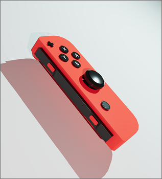 The rendered switch controller model in cinema4D. The perspective shows both the front and side parts, the thickness of each component can be clearly seen