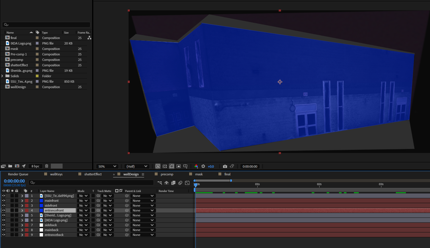Projection mapping tutorial process using Adobe Effects
